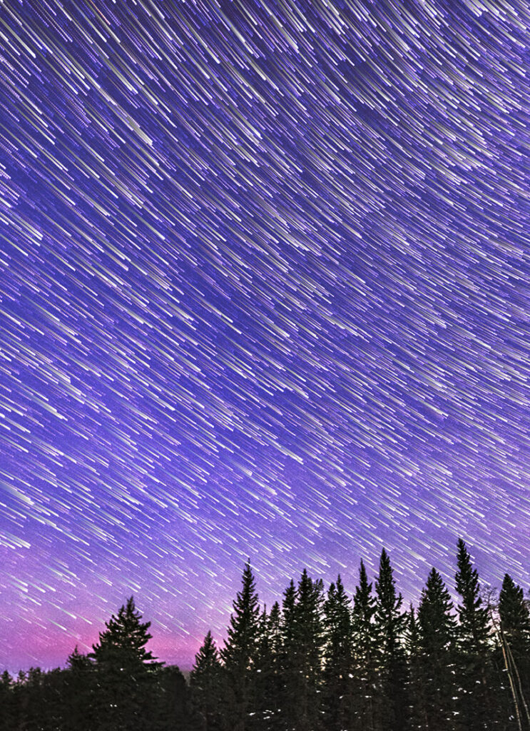 purple star trails as comets
