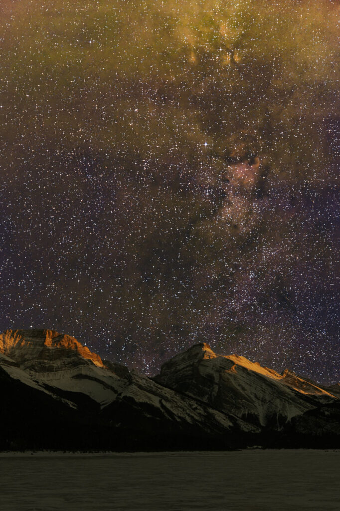 Night sky over mountains